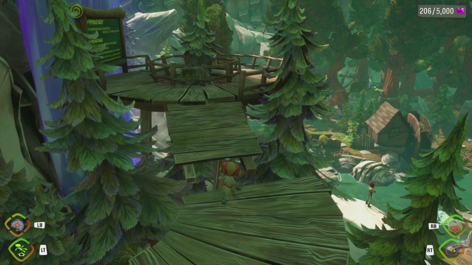 Psychonauts 2 rare fungus location: Raz can be seen platforming on a wooden platform among the trees.