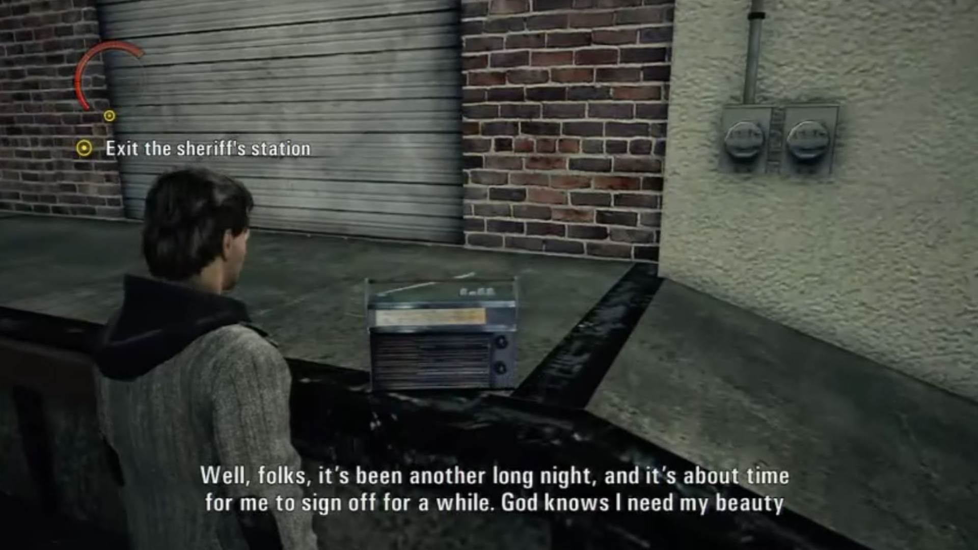 Alan Wake Remastered radios: Alan can be seen listening to the radio on the loading dock.