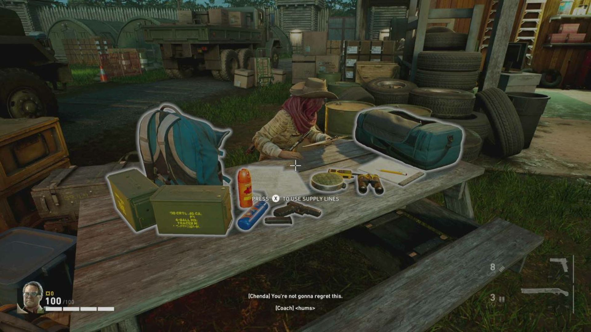 Back 4 Blood how to unlock weapon camos and skins: The Supply Line vendor can be seen sitting on her bench in Fort Hope.