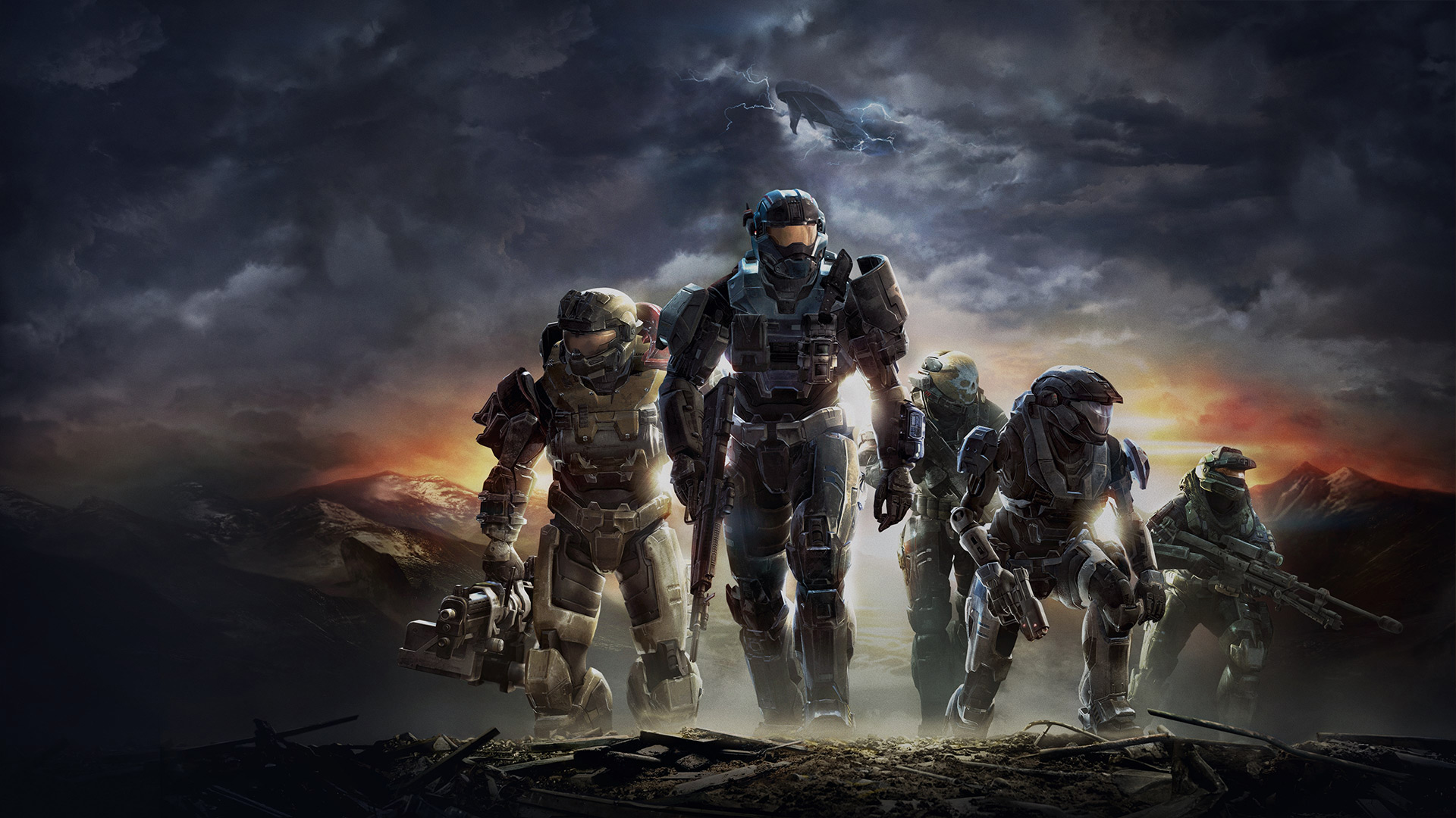 Halo games in order: Halo Reach art showing a squad of Spartans.