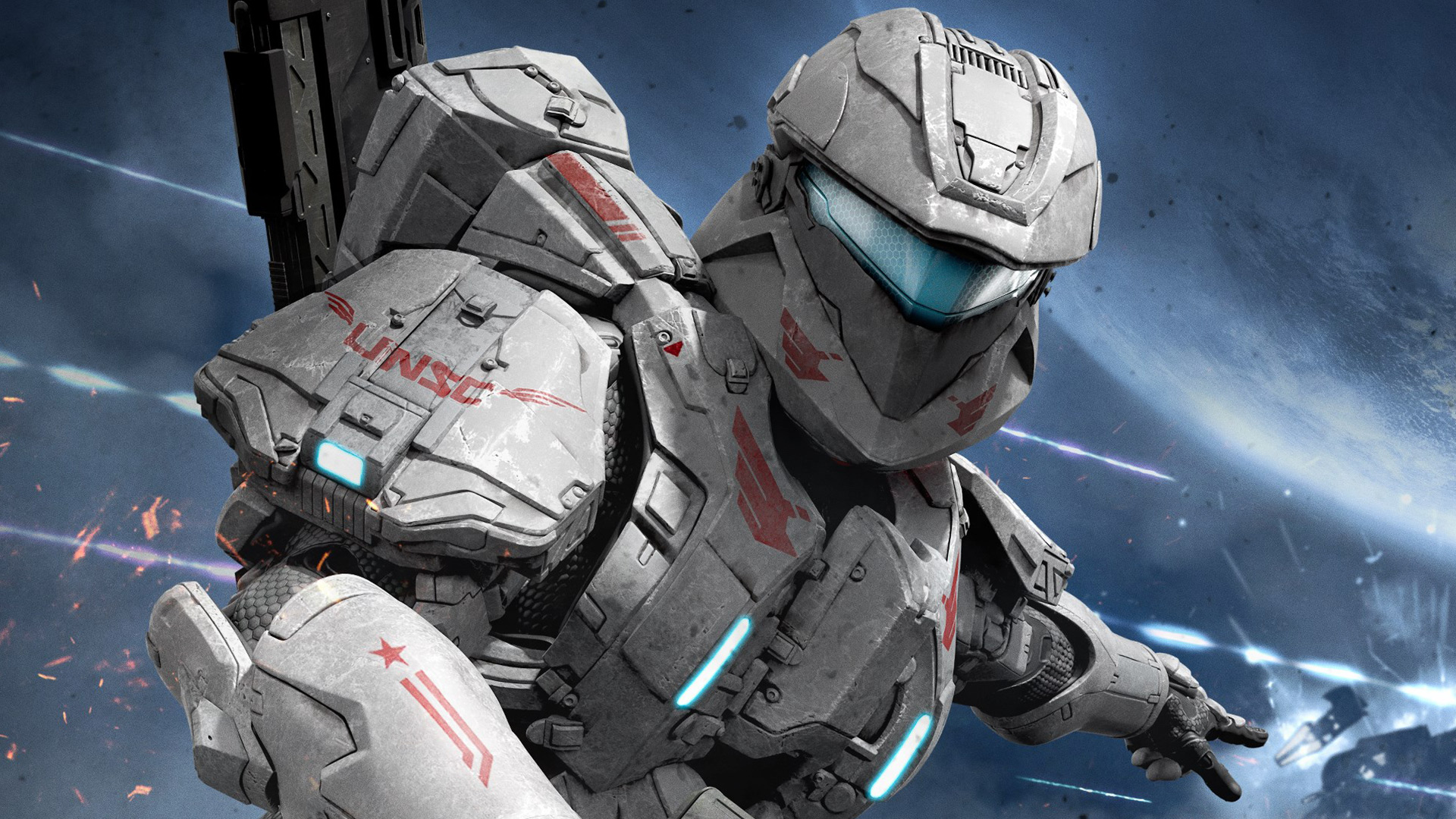 Halo games in order: Halo Spartan Assault cover showing a silvery-red Spartan pointing behind them.