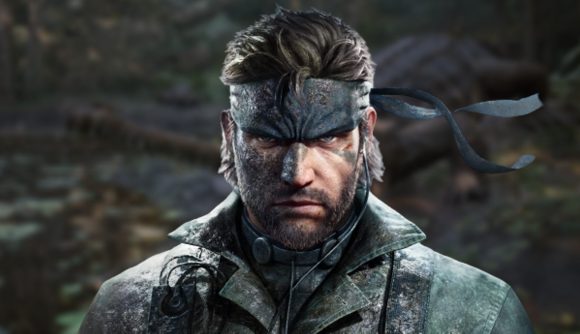 Metal Gear Solid Snake Eater release date: Snake against a blurred background of the environment from the Delta remake trailer.