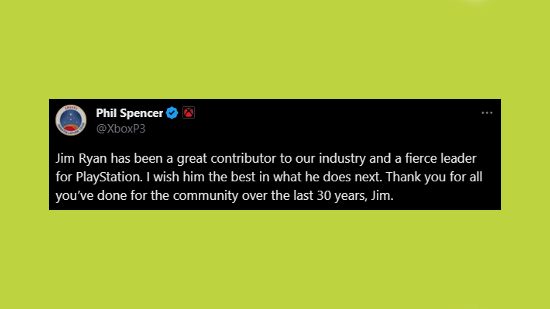 Xbox boss Phil Spencer shares tribute as Sony's Jim Ryan announces  retirement