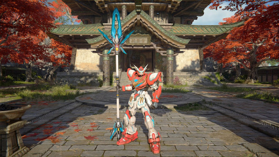 Best PS5 battle royale games: a mecha holding a spear in Naraka Bladepoint