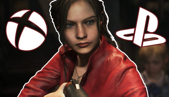 Resident Evil 2 Game Pass PS Plus: Claire in a red jacket holding a shotgun