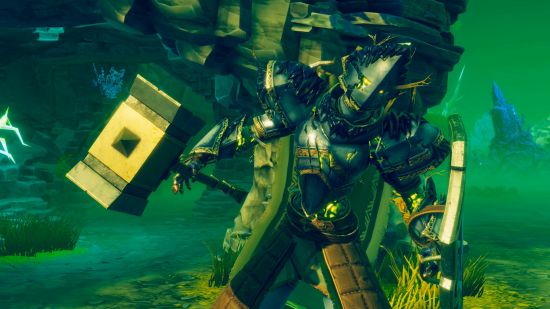 Best PSVR 2 games: a green armored knight with a mallet