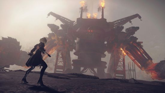 Best RPG games: 2B sizes up a colossal robot