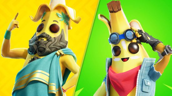 All Fortnite Peely Skins: An image of Lil Split Peely and Peelosopher Bananocrates in Fortnite.