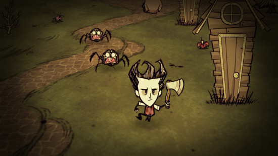 Best Xbox survival games: a Don't Starve character running from spiders