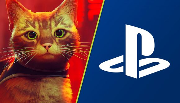 Stray PS Store sale: an adorable orange cat next to the PlayStation logo