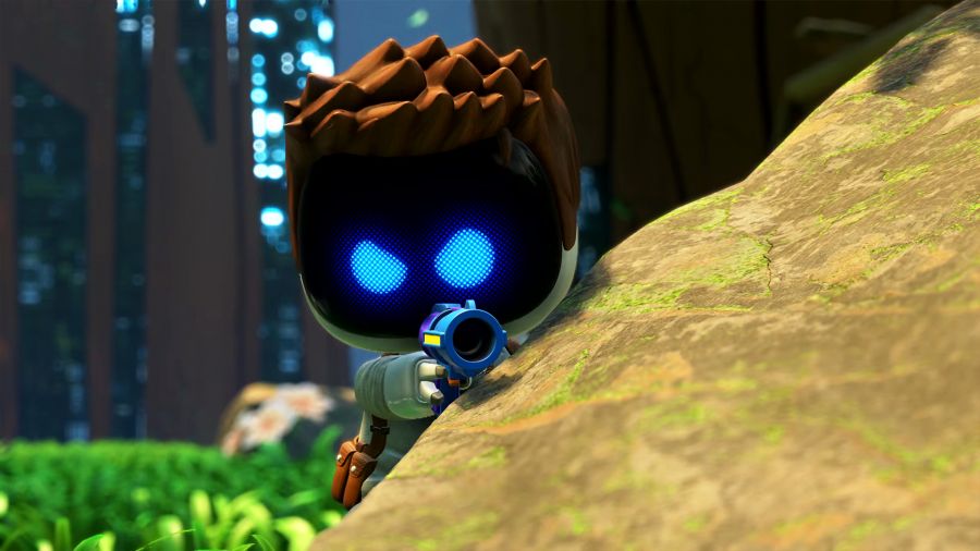 Astro Bot: Astro dressed as Nathan Drake from Uncharted