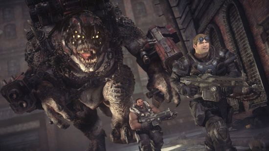 Best games: Baird and Cole running from a Brumak in Gears of War