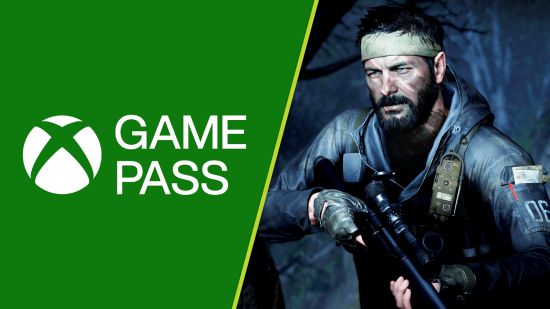 Call of Duty Black Ops 6 Xbox Game Pass day one confirmed: a man wearing a bandana and holding a gun next to the Game Pass logo