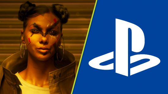 Fairgames on track PS5: a woman with space buns next to the PlayStation logo