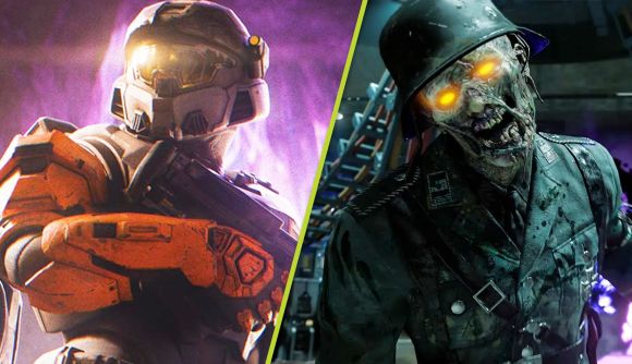 Halo Infinite Survive the Undead: An image of a Spartan in Survive the Undead and a zombie from Call of Duty Zombies.