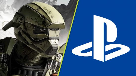 Helldiver 2 US charts April 2024: a Helldiver in military green armor, next to the PlayStation logo