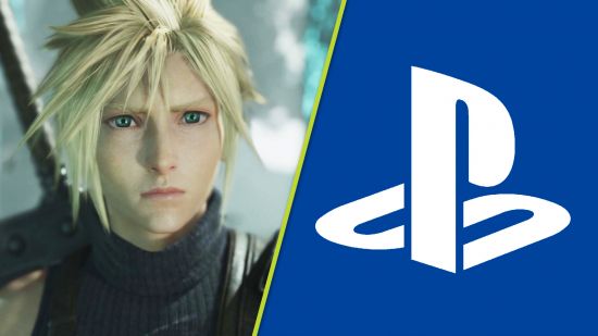PS5 PS Store Days of Play sale FF7 Rebirth Marvel's Spider-Man 2: Cloud next to the PlayStation logo