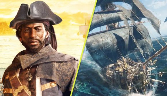 Skull and Bones Season 2: An image of a pirate and a ship in the ocean in Skull and Bones.