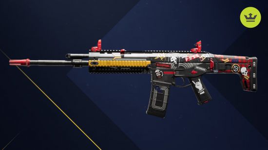 Best XDefiant loadout: An assault rifle decorated in a black and red camo