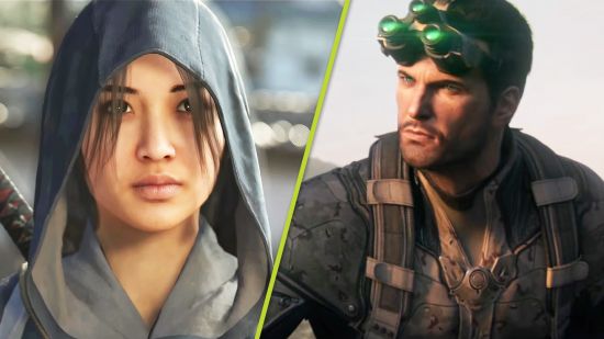 Assassin's Creed Shadows stealth Splinter Cell: Naoe next to Sam Fisher