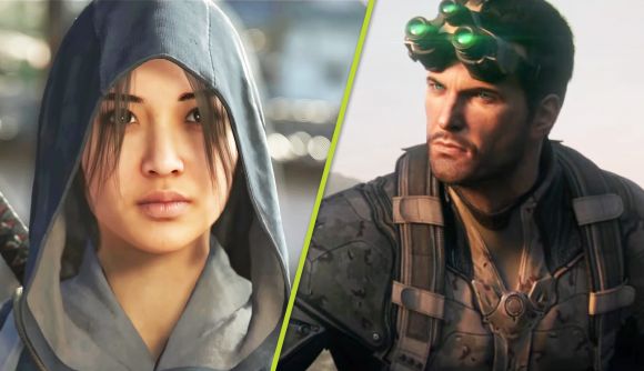 Assassin's Creed Shadows stealth Splinter Cell: Naoe next to Sam Fisher