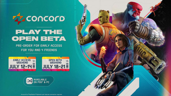 Concord beta: An image of three characters with weapons in the game Concord on PS5.
