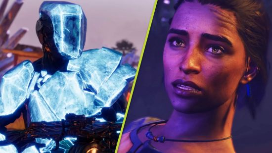 Far Cry 6 Lost Between Worlds release date: Dani next to a blue monster holding a gun