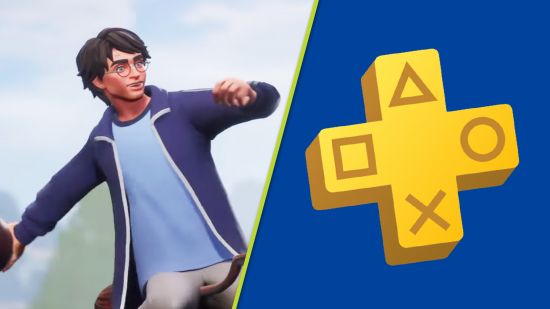 Harry Potter Quidditch Champions PS Plus: An image of Harry Potter on a broom in Harry Potter Quidditch Champions.