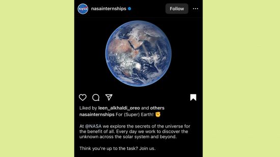 Helldivers 2 3 month anniversary: An image of NASA talking about Super Earth from helldivers 2 on instagram.