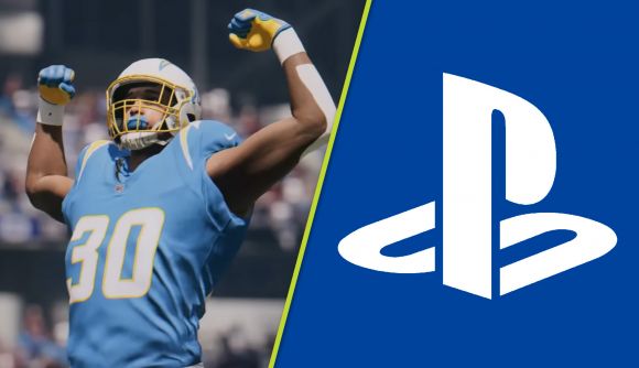 New PS Store sale: An image of a football player in Madden 24 and the PlayStation logo.