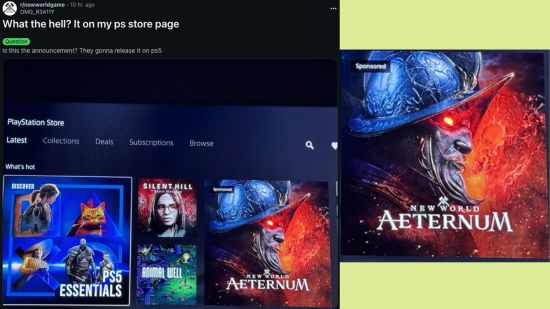 New World PS5: An image of New World Aeternum on the PS Store.