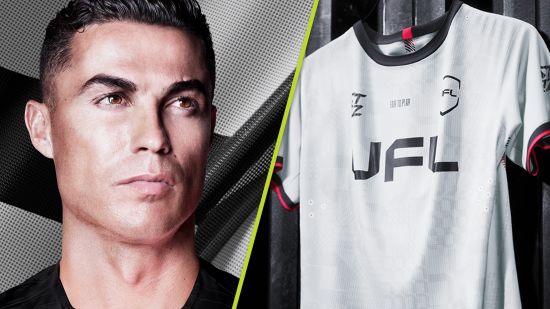 UFL release date: Cristiano Ronaldo next to a white UFL jersey