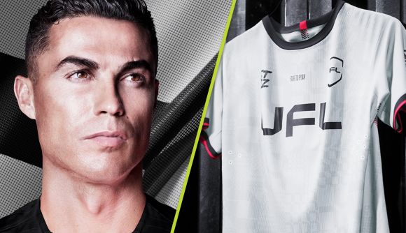 UFL release date: Cristiano Ronaldo next to a white UFL jersey