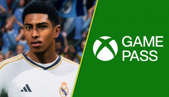 Xbox Game Pass June 2024 wave 2 FC 24: Jude Bellingham in his Real Madrid shirt next to the XGP logo