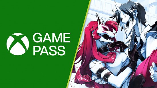 Xbox Game Pass Neon White achievements: White holding Red next to the Game Pass logo