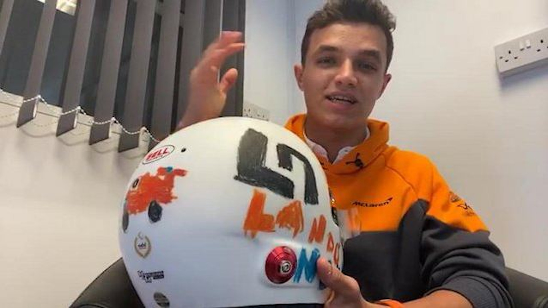 Lando Norris’ British GP helmet revealed during his latest Twitch