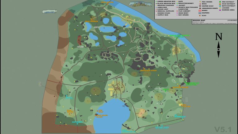 Woods Detailed Map